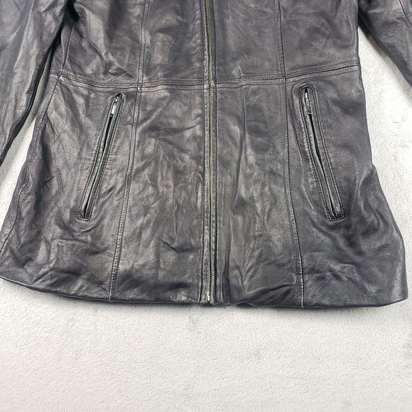 Wilsons Leather Jacket Full zip Pelle Studio Women's Black Full Zip Pockets M - Picture 3 of 16